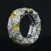 White & Yellow Heart Shape Eternity Band
