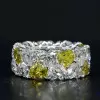 White & Yellow Heart Shape Eternity Band