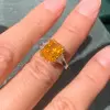 4ct Radiant Cut Fancy Yellow Sapphire Engagement Ring