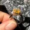 4ct Radiant Cut Fancy Yellow Sapphire Engagement Ring