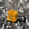 4ct Radiant Cut Fancy Yellow Sapphire Engagement Ring