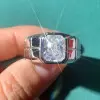 3ct Radiant Cut White Sapphire Ring for Men