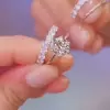 1.5ct Rose Gold Round Cut White Sapphire 2pcs Bridal Set