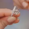 1.5ct Rose Gold Round Cut White Sapphire 2pcs Bridal Set