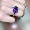 Handmade Sapphire Heart& Amethyst Twin Stone Ring 
