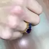 Handmade Sapphire Heart& Amethyst Twin Stone Ring 