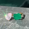 5ct Pear and Emerald Cut Asymmetric Toi Et Moi Promise Ring