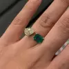 5ct Pear and Emerald Cut Asymmetric Toi Et Moi Promise Ring