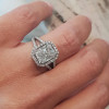 Radiant Cut Halo Double Shank White Sapphire 3 Carat Engagement Ring