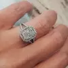 Radiant Cut Halo Double Shank White Sapphire 3 Carat Engagement Ring