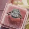 Radiant Cut Halo Double Shank White Sapphire 3 Carat Engagement Ring