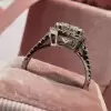 Radiant Cut Halo Double Shank White Sapphire 3 Carat Engagement Ring