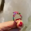 4.35ct Multi-Colored Sapphire Wedding Band in Rose Gold