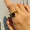 Pear Cut Emerald Nova Coil Coil Ring in Gold