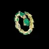 Pear Cut Emerald Nova Coil Coil Ring in Gold