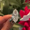 3.8ct Marquise Cut White Sapphire Paved Engagement Ring