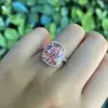 5ct Cushion Cut Pink Sapphire Halo Engagement Ring