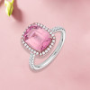 5ct Cushion Cut Pink Sapphire Halo Engagement Ring