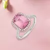 5ct Cushion Cut Pink Sapphire Halo Engagement Ring