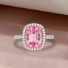 5ct Cushion Cut Pink Sapphire Halo Engagement Ring