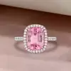 5ct Cushion Cut Pink Sapphire Halo Engagement Ring