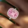 5ct Cushion Cut Pink Sapphire Halo Engagement Ring