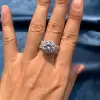 5ct Halo Round Cut White Sapphire Engagement Ring