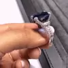 6.3ct Oval Cut Ocean Blue Sapphire Engagement Ring