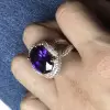 9.3ct Oval Cut Amethyst Bold Paved Cocktail Ring