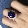 9.3ct Oval Cut Amethyst Bold Paved Cocktail Ring