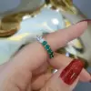 Oval Cut Emerald & White Sapphire Eternity Ring
