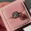 Bezel Setting Cushion Cut Sterling Silver Engagement Ring