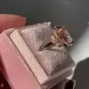 3ct Cushion Cut Champagne Halo Engagement Ring in Rose Gold