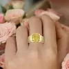 8ct Cushion Cut Yellow Sapphire Ring for Men in Gold