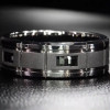Princess Cut Black Sapphire Men's Ring in Black Plating