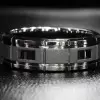 Princess Cut Black Sapphire Men's Ring in Black Plating