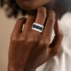 Paved White and Black Sapphire Men's Ring