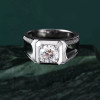 2ct Round Cut White Sapphire Matte Men's Ring