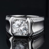 2ct Round Cut White Sapphire Matte Men's Ring