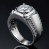 2ct Round Cut White Sapphire Matte Men's Ring