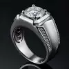 2ct Round Cut White Sapphire Matte Men's Ring