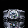 2ct Round Cut White Sapphire Matte Men's Ring