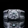 2ct Round Cut White Sapphire Matte Men's Ring