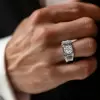 2ct Round Cut White Sapphire Matte Men's Ring