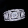 2ct Halo Round Cut White Sapphire Men's Ring