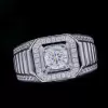 2ct Halo Round Cut White Sapphire Men's Ring