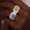 3.8ct Round Cut White Sapphire Paved Bold Men's Ring