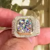 3.8ct Round Cut White Sapphire Paved Bold Men's Ring