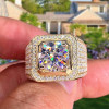 3.8ct Round Cut White Sapphire Paved Bold Men's Ring