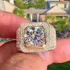 3.8ct Round Cut White Sapphire Paved Bold Men's Ring